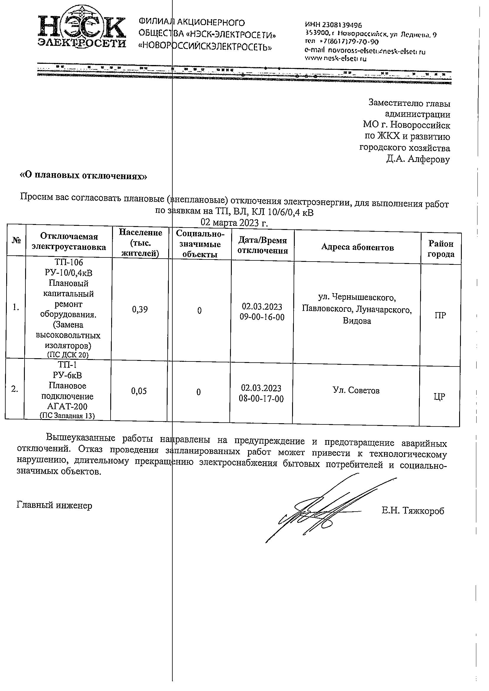 Плановые и аварийные отключения коммунальных ресурсов